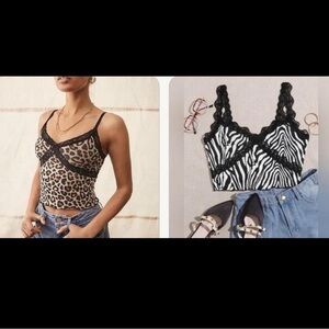 Leopard and zebra print with lace tank top